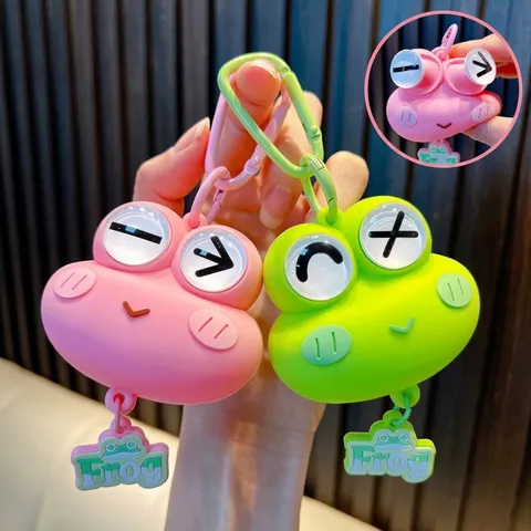 Μπρελόκ Squishy Βάτραχος με Πεταχτά Μάτια Χαριτωμένο PVC Παιχνίδι κατά του Στρες Μενταγιόν για Τσάντα Κλειδιά Αυτοκινήτου Δώρο για Άνδρες Γυναίκες Παιδιά
