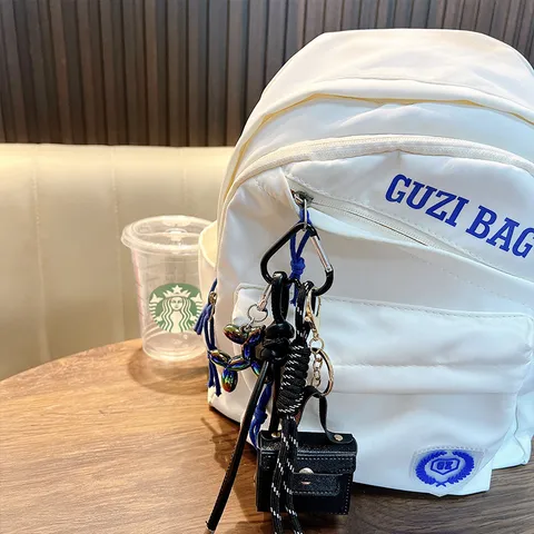 Mini Bolso Cuadrado Llavero Cuero PU Colgante de Mochila Perro Globo Cuerda Trenzada Llavero Accesorio de Moda Regalo para Mujer