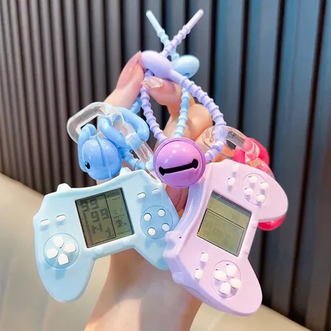 Mini Retro Game Console Keychain Handheld Tetris Controller Electronic Toy Bag Pendant Portable Handheld Game Machine For Kids Gift