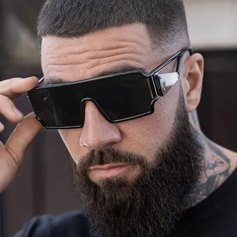 Gafas de Sol Cuadradas Retro Futuristas para Unisex Geométricas Caladas Grandes Lente de Una Pieza Protección UV400 Gafas Y2K Hip Hop