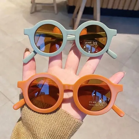 Kids Cute Round Frame Sunglasses UV400 Protection PC AC Material Korean Style Fashion Toddler Eyewear Outing Party Decorative