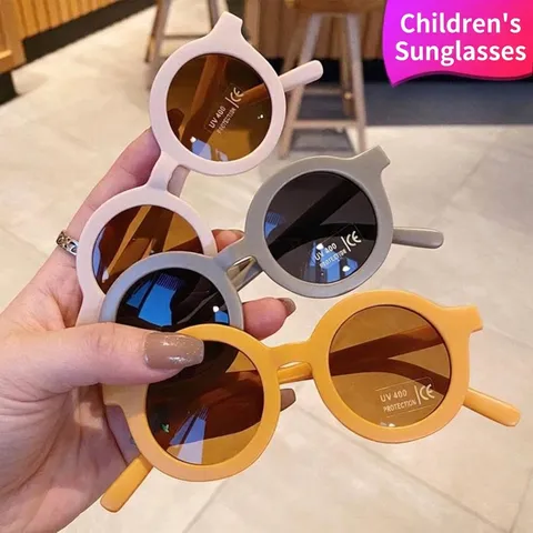 Kids Cute Round Frame Sunglasses UV400 Protection PC AC Material Korean Style Fashion Toddler Eyewear Outing Party Decorative