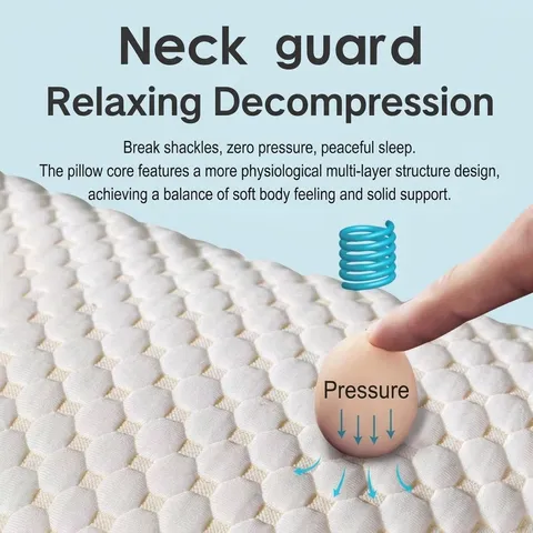 Almohada de Calidad de Hotel Protección del Cuello Suave Ayuda para Dormir Textura de Cubo de Agua 3D Lavable Transpirable Almohada para Adultos