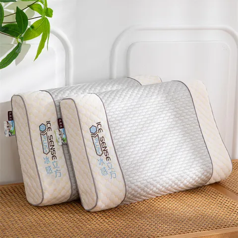 Natural Latex Pillow Cooling Ice Sense Contour Pillow Ergonomic Neck Support Breathable Washable Cover Summer Bedding