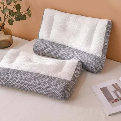 SPA Massage Neck Support Pillow 3D Feather Velvet Filling Ergonomic Contour Cervical Pillow Breathable Polyester Bedding
