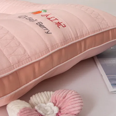Adult Cervical Pillow Neck Protection Fiber Pillow Inner Home Bedding Quilted Rectangular Solid Color Breathable Sleep Pillow