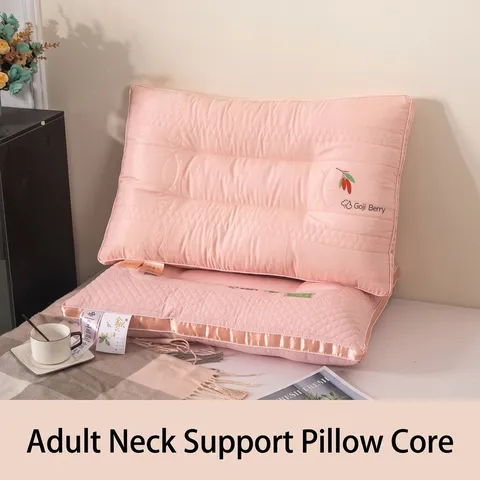 Adult Cervical Pillow Neck Protection Fiber Pillow Inner Home Bedding Quilted Rectangular Solid Color Breathable Sleep Pillow