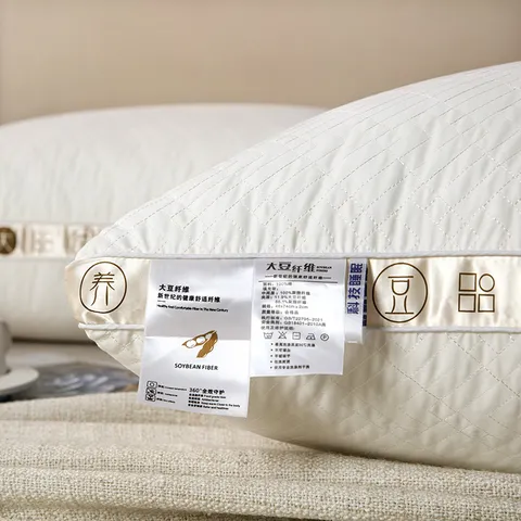 Waschbares Sojafaser Nackenstützkissen Ergonomischer Baumwolle Gesteppter Atmungsaktiver Kissenkern Für Zuhause Schlafzimmer