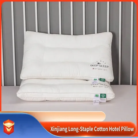 Almohada Acolchada de Algodón de Xinjiang de Calidad de Hotel de Cinco Estrellas Alta Elasticidad Transpirable Almohada de Cama Blanca para Dormir Soporte para el Cuello