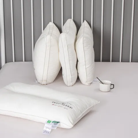 Almohada Acolchada de Algodón de Xinjiang de Calidad de Hotel de Cinco Estrellas Alta Elasticidad Transpirable Almohada de Cama Blanca para Dormir Soporte para el Cuello