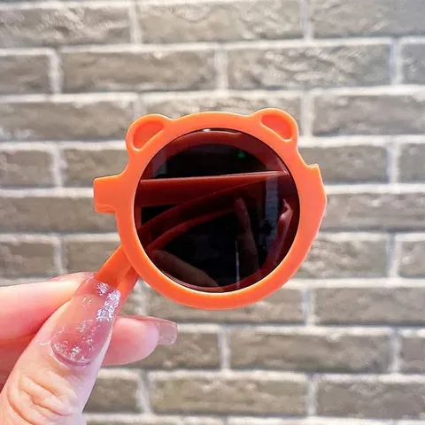 Faltbare Bärenohr Sonnenbrille Für Kinder UV400 Sonnenschutz Rundrahmen Brille Für Kleinkinder Jungen Mädchen Tragbare Mode Brillen