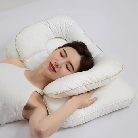 Double Layer Cassia Seed Neck Support Cervical Pillow 100% Cotton Breathable Quilting Bedding Sleep Aid Pillow for Adults