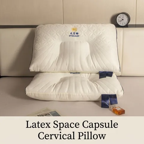 Almohada Ergonómica de Látex y Poliéster Protección de Cuello Almohada Alto Rebote Rectangular para Dormitorio Hotel Cama