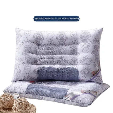 Cassia Seed Neck Support Pillow Damask Pattern Breathable Mesh Magnetic Therapy Orthopedic Bed Pillow For Cervical Spine Relief Hotel Quality Home Bedding