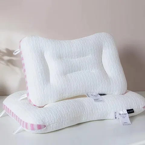 Ergonomic Neck Support Massage Pillow Washable Knit Cotton SPA Sleeping Pillow High Elastic Fiber Fill Cervical Pillow