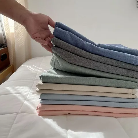 Class A Pure Washed Cotton Pillowcase Yarn Dyed Plaid Striped Soft Breathable Envelope Closure Pillow Cover For Bedroom Home Decor