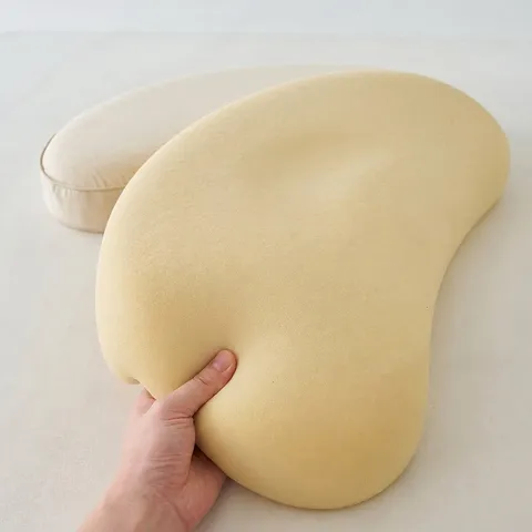 Ergonomic Crescent Kids Pillow Silicone Filling Cotton Linen Cover Breathable Cervical Support For Deep Sleep Children Bedding