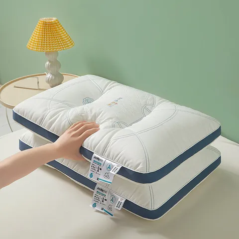 Noyau d'Oreiller Blanc en Polyester Minimaliste Couleur Unie Rectangulaire Oreiller Bas Protection Cervicale Tissé à la Machine Literie pour Maison Hôtel Adultes Utilisation Quotidienne