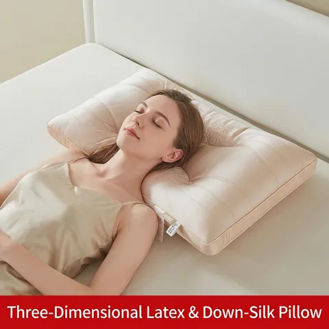 Cuscino da Letto Ergonomico in Microfibra con Strato di Lattice Motivo a Conchiglia Trapuntato Morbido Supporto per il Collo per Adulti