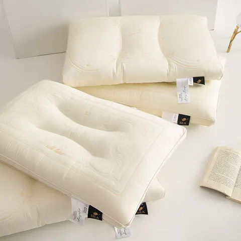 Butterfly 3D Embroidery Cervical Pillow Ergonomic Neck Support Bed Pillow Modern Minimalist Breathable Off-White Bedding For Adults Home