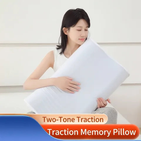 Almohada de Espuma Viscoelástica de Rebote Lento Ergonómica Tracción Cervical Almohada de Soporte para el Cuello para Adultos Dormir