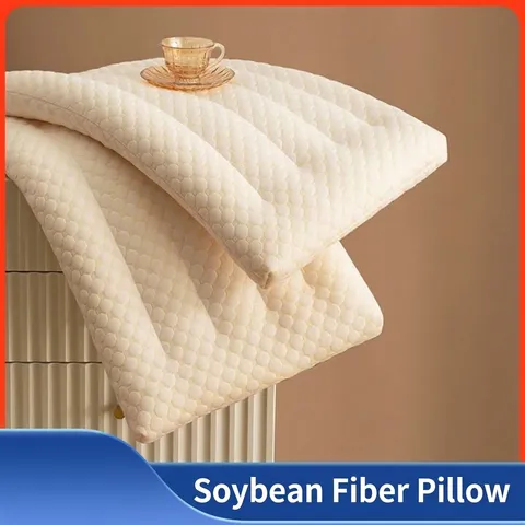 Washable Soybean Fiber Pillow Insert Ergonomic Cervical Protection Honeycomb Quilted Bed Pillow For Home Dorm Adults Kids Comfort Sleeping