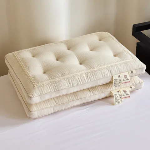 Cotton Linen Rose Embroidered Bed Pillow Japanese Style Neck Support Ergonomic Zoned Sleeping Pillow Minimalist Home Bedding