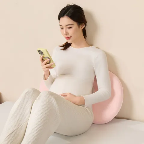 Almohada de Embarazo de Espuma Viscoelástica en Forma de Concha para Soporte de Cintura y Vientre para Dormir de Lado