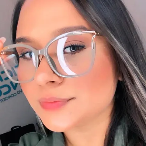 Women Fashion TR90 Square Cat Eye Anti Blue Light Eyeglass Frames Hollow Metal Design Retro Optical Glasses For Daily Office