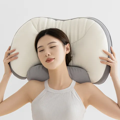 Almohada Cervical Ergonómica de Espuma de Memoria Tracción Soporte Cuello Alto Rebote Núcleo Sueño Transpirable para Dormitorio Hotel