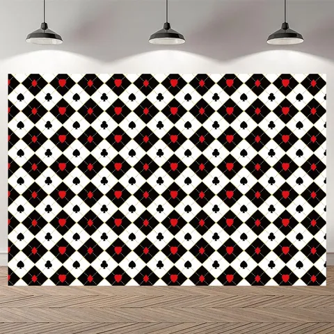 Polyester Poker Schachbrett Fotografie Hintergrund Märchen Alice Thema Party Dekoration Requisiten Alice Im Wunderland Stil Banner