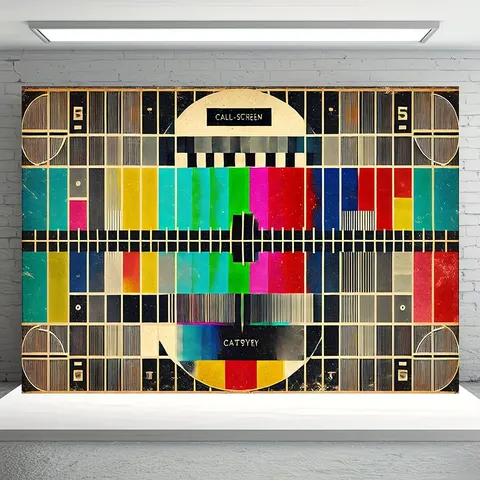 Sfondo Fotografico Monoscopio TV Retrò Barre di Colore SMPTE Stile Industriale Vintage Arazzo da Parete in Poliestere per Studio Fotografico