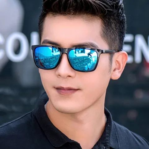 Gafas de Sol de Moda para Hombre Montura Cuadrada de PC Lentes de Espejo de Acrílico UV400 Exterior Conducción Ciclismo Pesca Gafas para Hombre