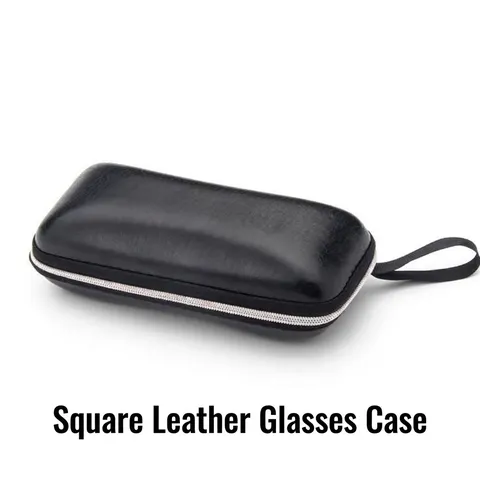 Portable PU Leather Glasses Case Zipper Hard Shell Sunglasses Box With Lanyard Eyewear Protector For Travel Daily Men Women