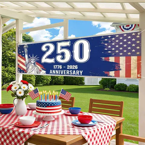 USA 250ste Jubileum Spandoek Vrijheidsbeeld Print Onafhankelijkheidsdag Tuin Decoratie Polyester Herdenkingsbanner Achtergrond