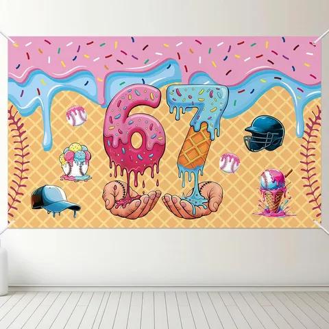 Polyester Birthday Theme Photography Background Cloth Kids Cartoon Number Printed Party Decoration Banner Photo Backdrop Panel