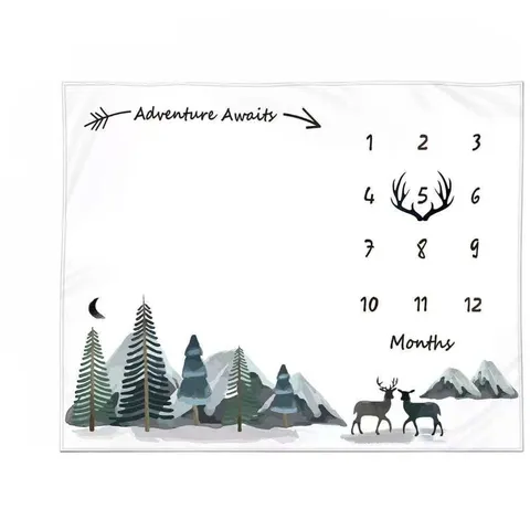 Polyester Baby Monatliche Meilenstein Fotografie Decke Cartoon Wald Abenteuer Gedruckt Weiche Neugeborene Foto Requisite Decke