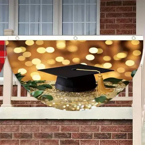 Stendardo da Appendere per Cerimonia Festa Celebrazione Bandiera a Ventaglio Plissettata da Decorazione della Stagione delle Lauree in Poliestere