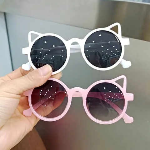 Cute Cat Ear Kids Sunglasses PC Frame AC Lens UV400 Protection Fashion Baby Boys Girls Cartoon Eye Protection Sunglasses
