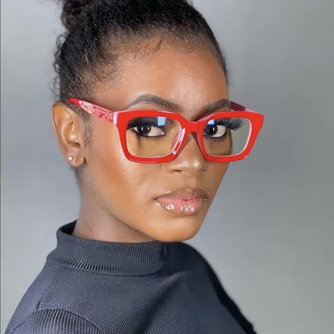 Vintage Square Rice Nail Eyeglass Frame For Women Fashion PC Frame AC Clear Lens Candy Color Decorative Glasses Frame