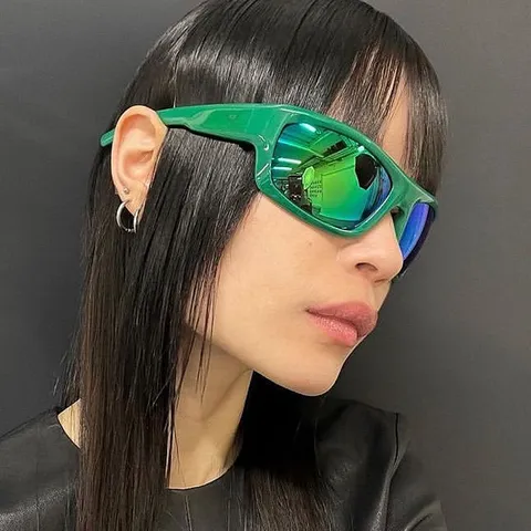Women Y2K Wrap Around Pilot Sunglasses Trendy Futuristic Cyberpunk Sports Shield Shades Streetwear Hot Girl Eyewear
