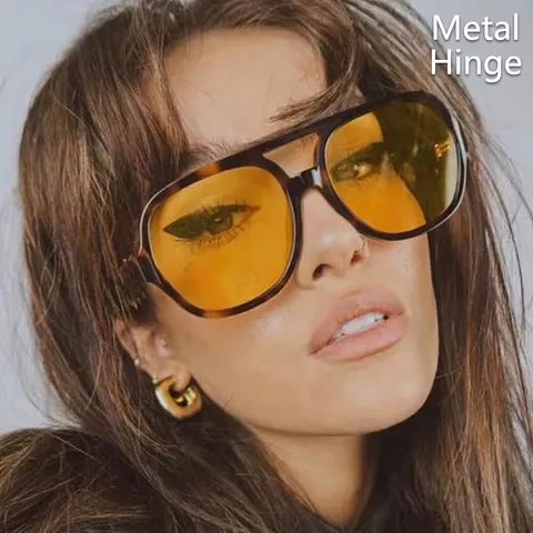 Retro Aviator Zonnebril Voor Dames Heren PC Frame AC Lenzen Dubbele Brug UV400 Mode Oceaan Lens Metalen Scharnier Bril