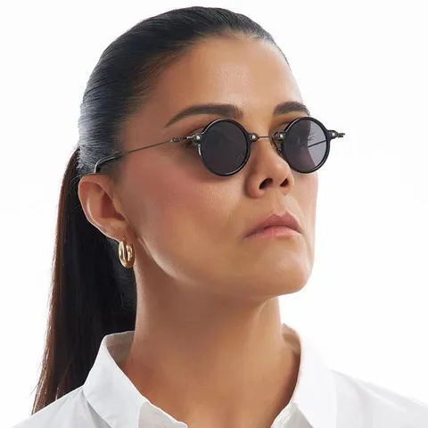Gafas de Sol Redondas Vintage Steampunk para Hombres Mujeres Montura Pequeña Metal Plástico Gafas de Sol Mecánicas UV400