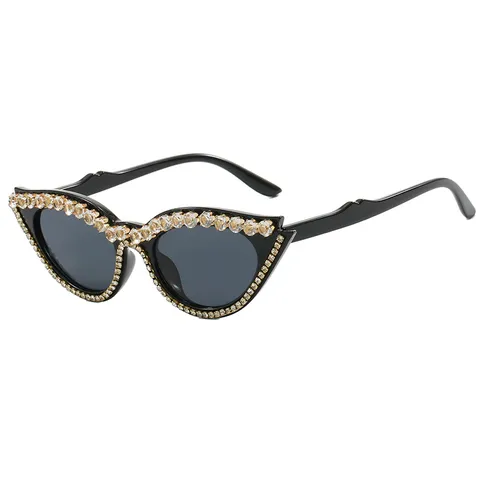 Rhinestone Cat-Eye Sunglasses For Women Trendy个性舞会 Decorative Full Frame PC AC UV400 Sunglasses Street Fashion Eyewear