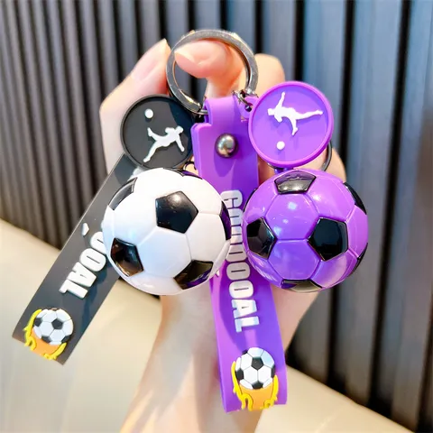Creative Soccer Keychain Sports 3D Simulation Football Keychain Car Key Ring Schoolbag Pendant Athlete Silhouette Ornament Souvenir Gift