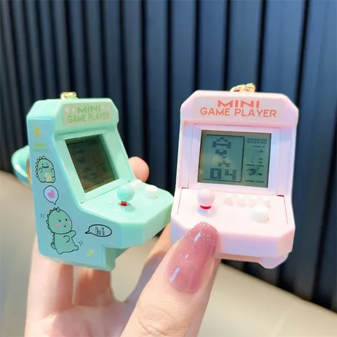 Mini Llavero de Consola de Juegos de Arcade Retro Máquina de Juegos Tetris Portátil de Mano Lindo Llavero de Animales de Dibujos Animados Con Campana Para Regalo de Niños