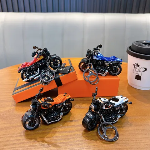 Simulation Pull-Back Motorcycle Model Keychain Alloy Plastic Heavy Mechanical Bike Key Ring Pendant Toys Gifts For Kids Car Key Accessory