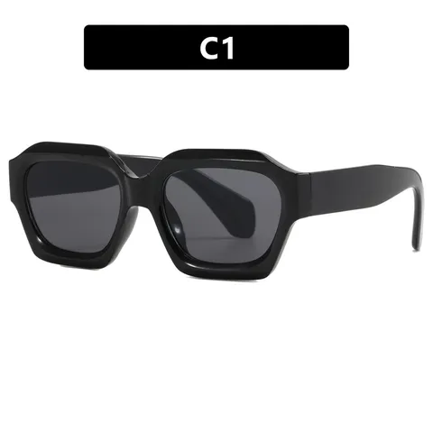 Lunettes de Soleil Polygone Vintage pour Femmes Hommes Rétro Blocage de Couleur Tendance Individuelle UV400 Protection Solaire