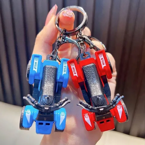Mini Simulation ATV Beach Motorcycle Keychain ABS Plastic Model Wild Printed Car Key Ring Backpack Pendant Boys Gift
