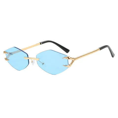 Rimless Polygon Sunglasses For Women Men Metal Claw Design Frame Clear Gradient Lens Individual Street Fashion Eyewear UV400